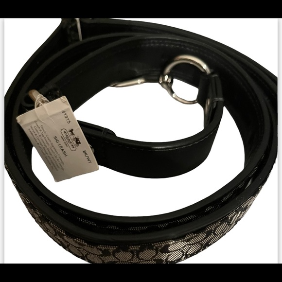 Coach Brand New with Tags Signature Black & White Dog Leash Sz Large 61315 - Picture 1 of 7